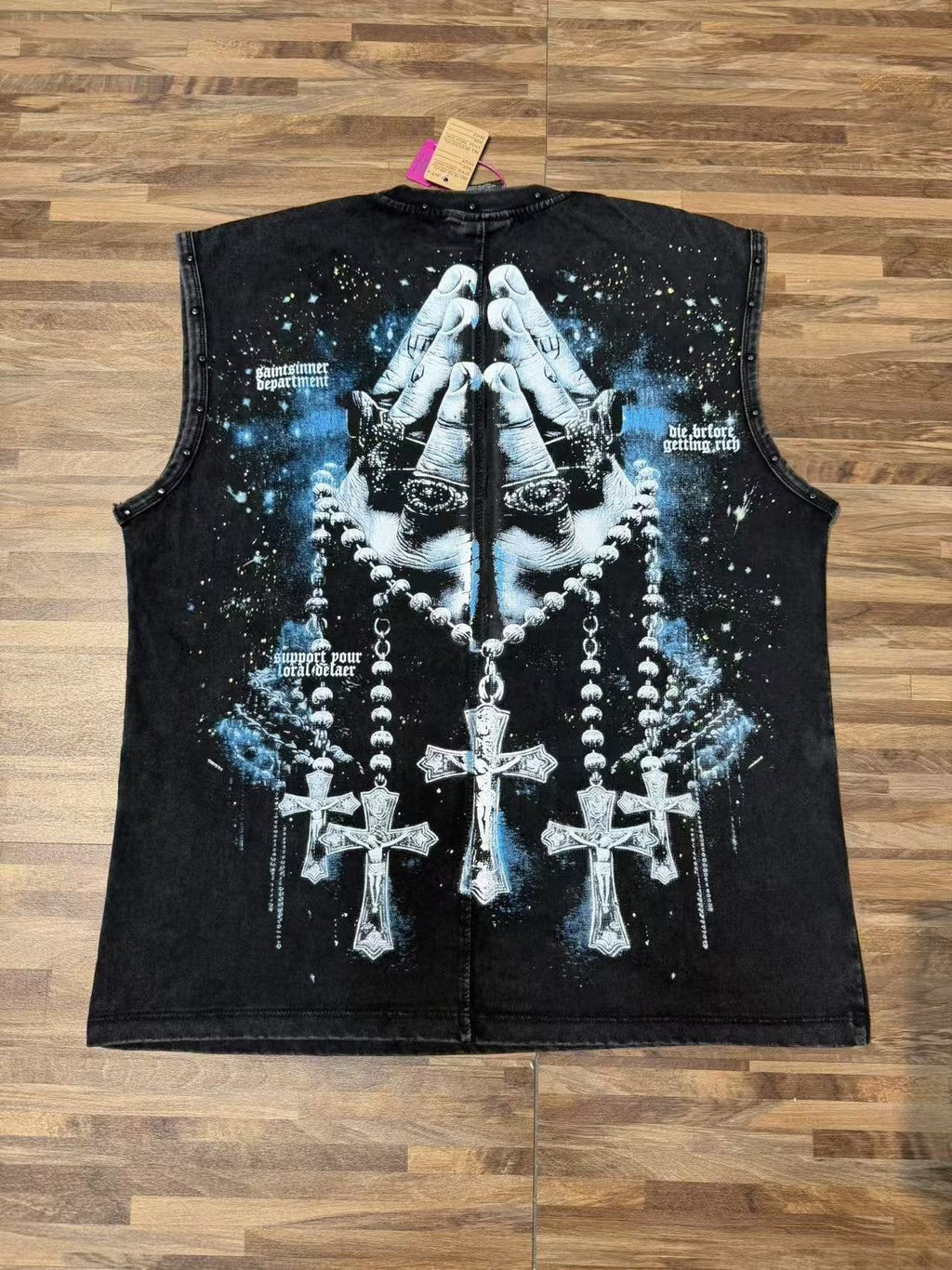 SAINT Washed Rock Graphic Sleeveless T-Shirt — back